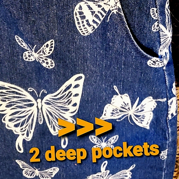 NWT   Denim with White Butterflies Dress - Picture 12 of 13